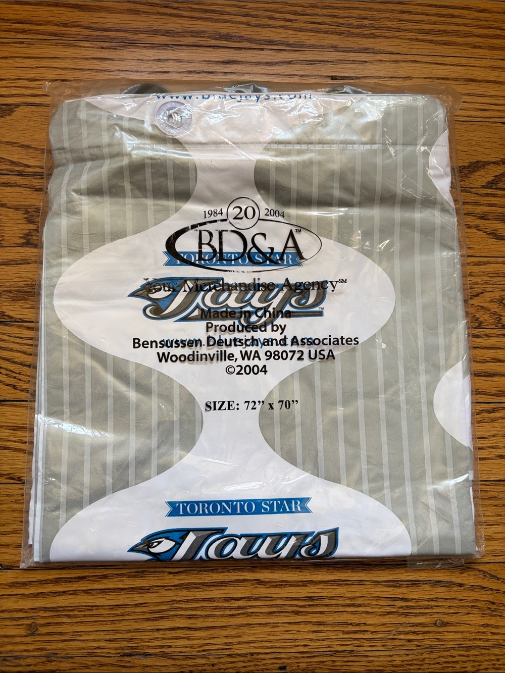 Toronto Blue Jays Shower Curtain- Gray & White Stripes includes Clips Never used